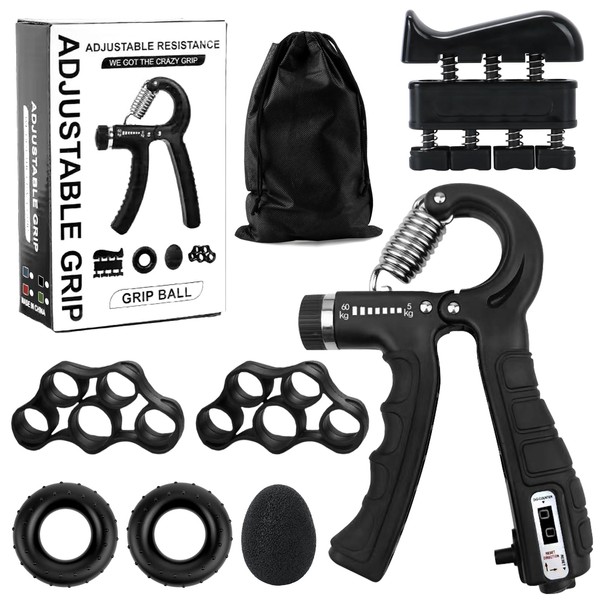 Jasonwell Grip Strength Trainer Hand - Adjustable Resistance (5kg-60kg) Counting