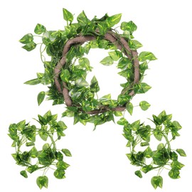 Canlierr 4 Pcs Reptile Vines, Flexible Bendable Jungle Climbing Vine Terrarium, Fake Plants for Reptiles, Artificial Leaves Terrarium Tank Pet Habitat Decor for Bearded Dragons, Lizard, Snake, Gecko