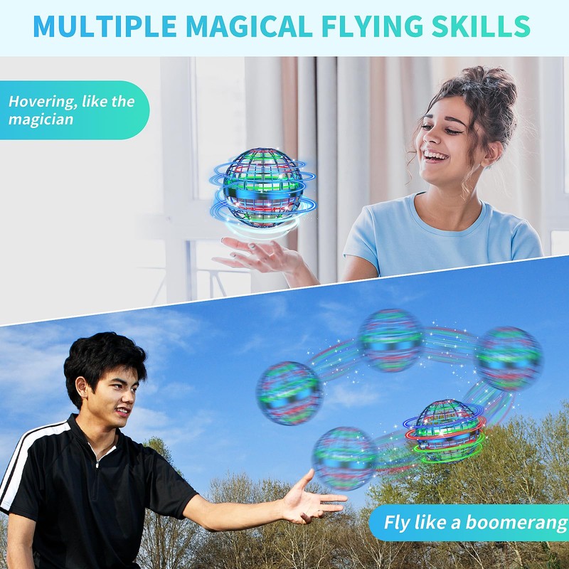 Uladis 4PCS Flying Orb Ball Toys, Hand Controlled Boomerang Hover
