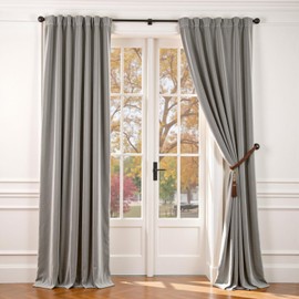 Lazzzy - Cortinas de terciopelo gris claro de 84 pulgadas de largo, cortinas con aislamiento térmico para recámara, sala de estar, oscurecimiento de ventana, bolsillo para barra, 2 paneles, 62 x 84