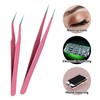 1Pcs Eyelash Tweezers, Nair Art Tweezers Straight and Curved Tip,