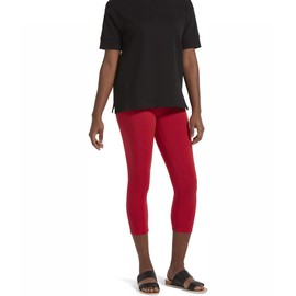 No Nonsense Women's Cotton Blackout Capri Legging, Red Hot, Large