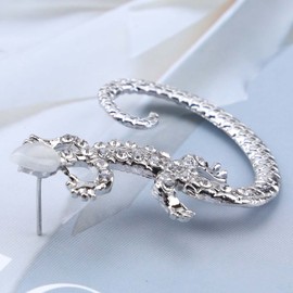 TseenYi Gothic Lizard Cuff Wrap Earrings CZ Lizard Wraps Ear Earrings Rhinestone Cartilage Ear Clip Ear Cuff Earrings Jewelry for Women and Girls(Silver 1pcs)