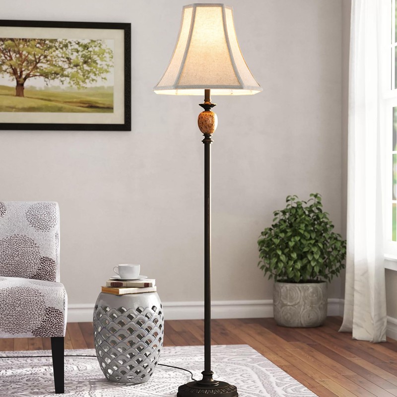 JERHOUS Beige Square Cut Corner Bell Lamp Shade Medium Lampshade