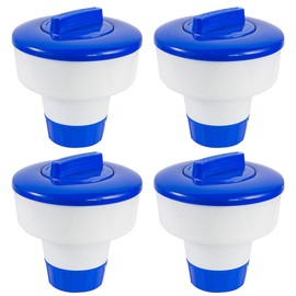 XtremepowerUS 3" Floating Tablet Chlorine Dispenser, 3-lb Capacity Swimming Pool Spa (4-Pack) Floating Dispenser Chlorine White/Blue