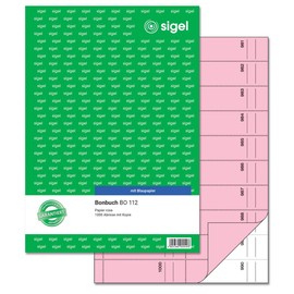 Sigel BO112 Ticket Book A4 2 x 50 Sheets 1000 Tickets with Carbon Paper Red