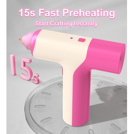 Cordless Hot Glue Gun, Auto Dispensing 15s Heating Fast Craft Glue Gun with 30 Pc Premium Mini Glue Stick, Automatic-Safety-Power-Off, Type-C Rechargeable Glue Gun for DIY Crafts, School, Home Repairs