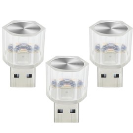 TokTech USB Light, Car LED Atmosphere Light, 2/3 Pack, 7 Colors, White, Blue, Purple, USB Car Lighting, High Brightness, Switchable with Just Touch, Lightweight, Small, Easy Installation, Car