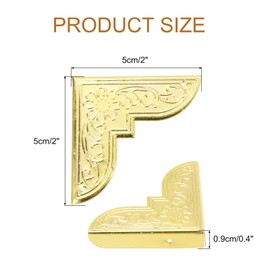 sourcing map 16pcs Vintage Corner Protector 2"x2"x0.4" Decorative Metal Edge Corner Protectors Brackets with Mounting Nails for Box Wooden Case Chest Table Desk Gold