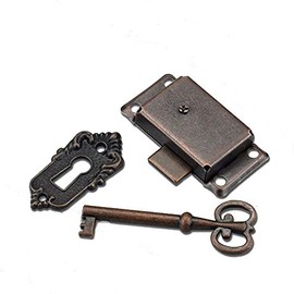 tooloflife Cabinet Lock Set with Key Antique 2 Types Vintage Style Bronze Cabinet Lock Jewelry Makeup Case Furniture Door Drawer Lock