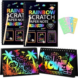 Rnigra Rainbow Scratch Art 2 Pack, Scratch Art for Kids, Scratch Art Party Bag Fillers, Rainbow Magic Handmade Toys Games Paper, DIY Set 3-12 Years Old Girls and Boys Kids Birthday Party Games