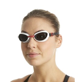 Speedo Unisex Erwachsene Aquapure Schwimmbrille, USA Rot/Smoke, Einheitsgröße