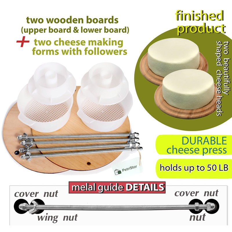 Wooden cheese press diameter 11.2 in and 2 cheese making