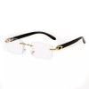 Street Knitted Gold Frame Rimless Mens Black Woodgrain 90s Rectangle