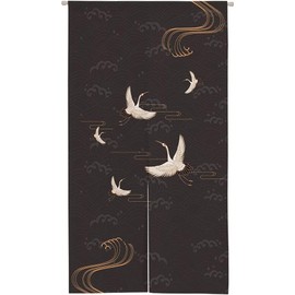 Ofat Home Japanese Noren Traditional Painting Red Crowned Crane Doorway Curtain Tapestry, Wall Hanging for Kitchen Bathroom Bistro Partition Shading Bedroom Decoration, 33.5X 59 in