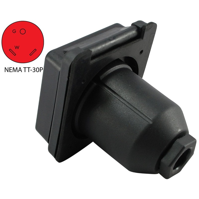 Conntek RV 30-Amp Straight Blade Black Squire Cover RV/Marine Inlet