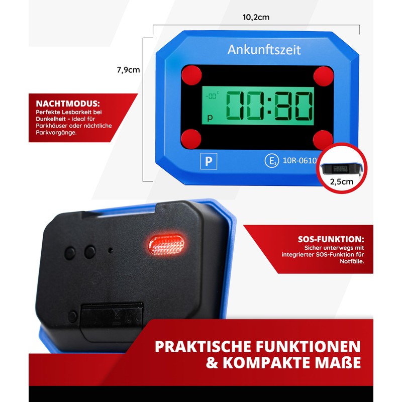 Thomatex Electronic Parking Disc with KBA Approval - Automatic Parking