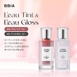 (BBIA) Rotint #04 Magnolia Low 0.1 oz (4.5 g) + Low Gloss #01 Crystal Low 0.2 oz (5 g) L'eau Tint Mini #04 Magnolia L'eau 4.5g + L'eau Gloss #01 Crystal L'eau 5g