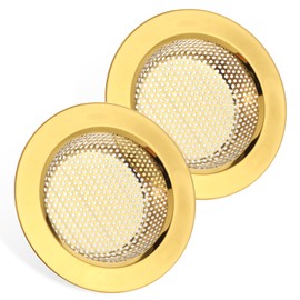 4.4 Inch Kitchen Sink Drain, 2 Pcs Gold Sink Strainer, Stainless Steel Sink Drain Mesh Sink Stopper Mesh Hair Food Catcher Anti-Clogging Mesh Sink Drain Basket for Gold Kitchen Decor
