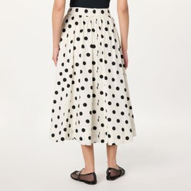 The Drop Women’s Arlo Full Maxi Cotton Skirt, Whisper White Polka Dot, M
