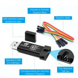 APKLVSR ST-Link V2 Emulator Downloader Programmer, ST-Link V2 Mini Debugger Programming Emulator Downloader for ST-M8 STM-32 with Dupont Wires (Pack of 2)