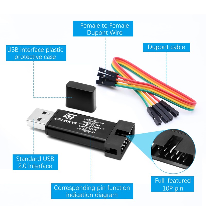 APKLVSR ST-Link V2 Emulator Downloader Programmer, ST-Link V2 Mini Debugger