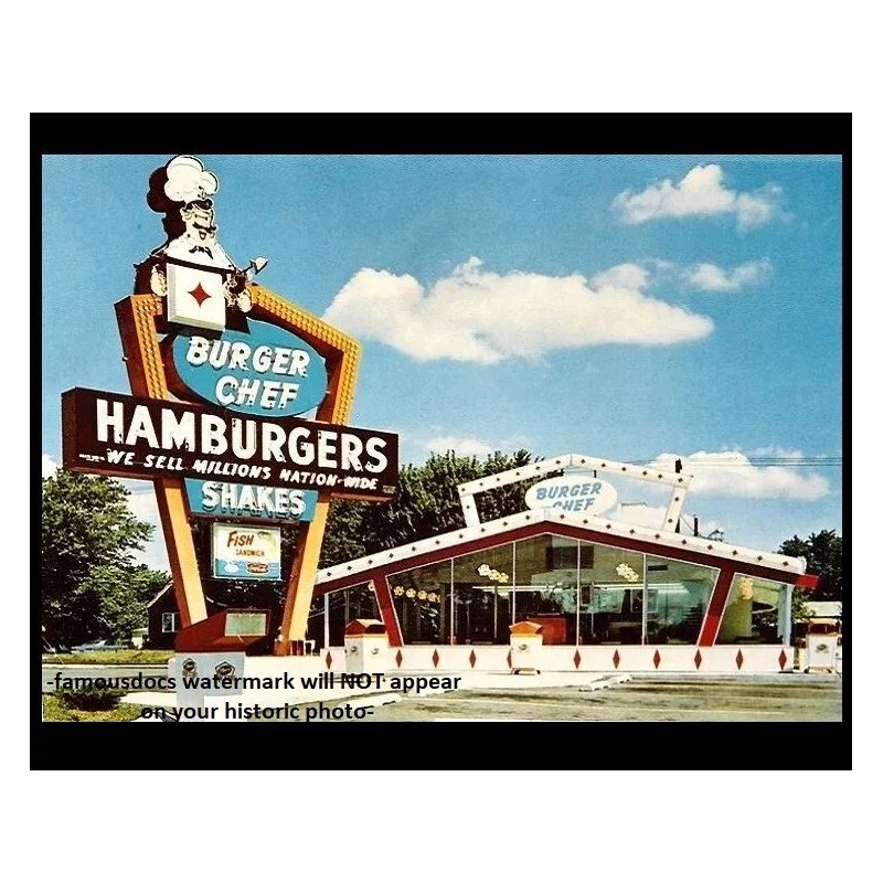 Burger Chef Diner PHOTO Vintage Restaurant Ad Sign Burger Joint