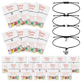 Huquary 20 Set Rosh Hashanah Party Supplies 4 Styles Bracelets Shana Tova Jewish New Year Party Favor Barcelet Adjustable Strings Shana Tova Cards Jewish Holiday High Holy Day Favors Supplies