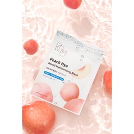 BOM bom Peach Hya Blend Moisturizing Mask 10ea, Korean Eumseong Peach Extract Face Mask, 5 types of Hyaluronic Acid and Cica, Non Drying Moisturizing Essence, Jelly Sheet, Vegan, Korean Skincare