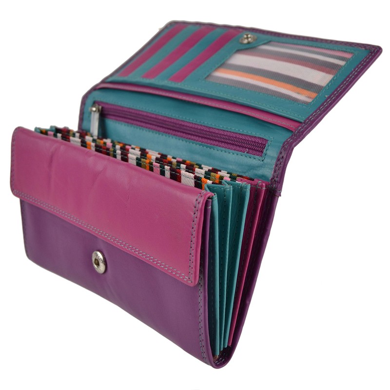 London Leather Goods Ladies Long Flap Over Leather Purse/Wallet 4