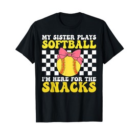 My Sister Plays Softball Pink Softball Sister Toddler Bow T-Shirt