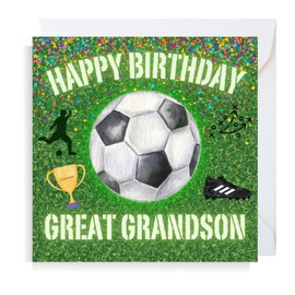 Second Ave Football Great Grandson Square Children's Kids Birthday Greeting Card for Boy