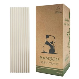 Biodegradable Bamboo Fiber Drinking Straws, Compostable Disposable Straws, Pack of 240, 100% Natural Bamboo Straws Instead of Plastic and Paper Straws