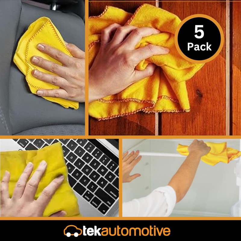 Tek Automotive Yellow Dusters 5 Pack - Extra Large Cotton