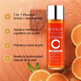 Tónico Facial WEUD con 5x Vitamina C y Niacinamida para Piel Radiante e Hidratada