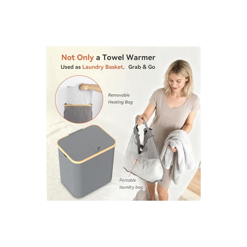 Towel Warmer & Laundry Basket 2-in-1, Foldable Towel Warmer for