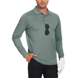 JWM Men's Long Sleeve Golf Polo Shirts - Athletic Casual Travel Performance Collar Shirts Lightweight Quick Dry UPF50