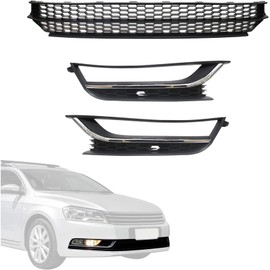 SecosAutoparts Front Bumper Lower Grille and Foglight Grill Cover Fit for Volkswagen Passat 2012 2013 2014 2015 Replace# 561853666 561853677 561853665