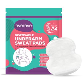 Evereve Disposable Underarm Sweat Pads (24 Pads) for Women and Men, Folded, Sweat Absorbent, Stain Resistant, with Antibacterial Technology, Odor Control, Skin-Friendly, Safe on Fabrics