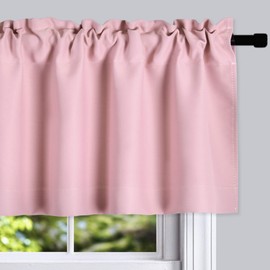 DONREN 2 Panels Pink Blackout Valances for Nursery Window Valances for Girls Room with Rod Pocket (42 by 15 Inch Length)