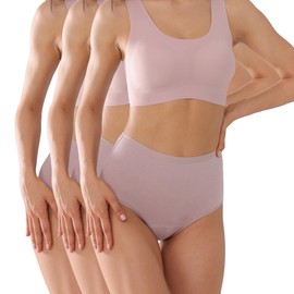 KARSWATT Washable Women High Rise Urinary Incontinence Underwear, Leakproof Postpartum Panty Bladder Leak Protection, 3 Pack (Large, Dusk)