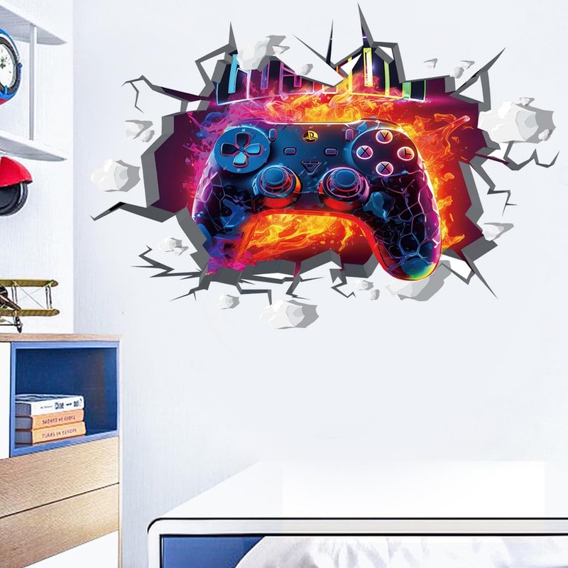 Wajade Game Wall Sticker Gamer Controller 3D Wall Decals Boy