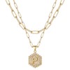 JeeweLife P Initial Necklaces 18K Gold Plated Layered Paperclip Chain