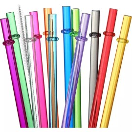 리유저블 27cm 텀블러용 24개 빨대 플라스틱 [L. 26c 핑크색 클립온 스트레이트 튜브직] Reusable 27cm Tumbler 24 Plastic Straws [L. 26c Pink Clip-On Straight Tube]