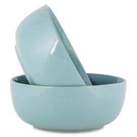 Elanze Designs Bistro Glossy Ceramic 8.5 inch Large Serving Bowls Set of 2 - Perfect for Multiple Everyday Uses: Pasta, Salad, Ramen, Soup, Popcorn, Noodles, Cereal and Mixing Bowls, Ice Blue