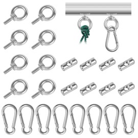 GOWTX Pack of 8 Stopper for Piping Rail, 6 mm Awning Motorhome Piping Stopper, Stainless Steel Piping Stopper with Carabiner, Hook Piping Strip for Piping Rail, Awning Hook, Accessories for Campervan