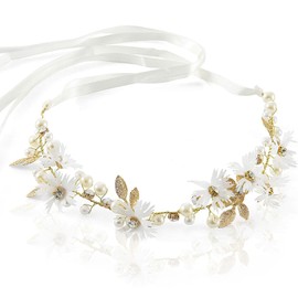 Xrten Floral Headband Flower-Leaf Bridal Head Pieces Princess Crystal Girl Wedding Hair Accessories Rhinestone Headpiece