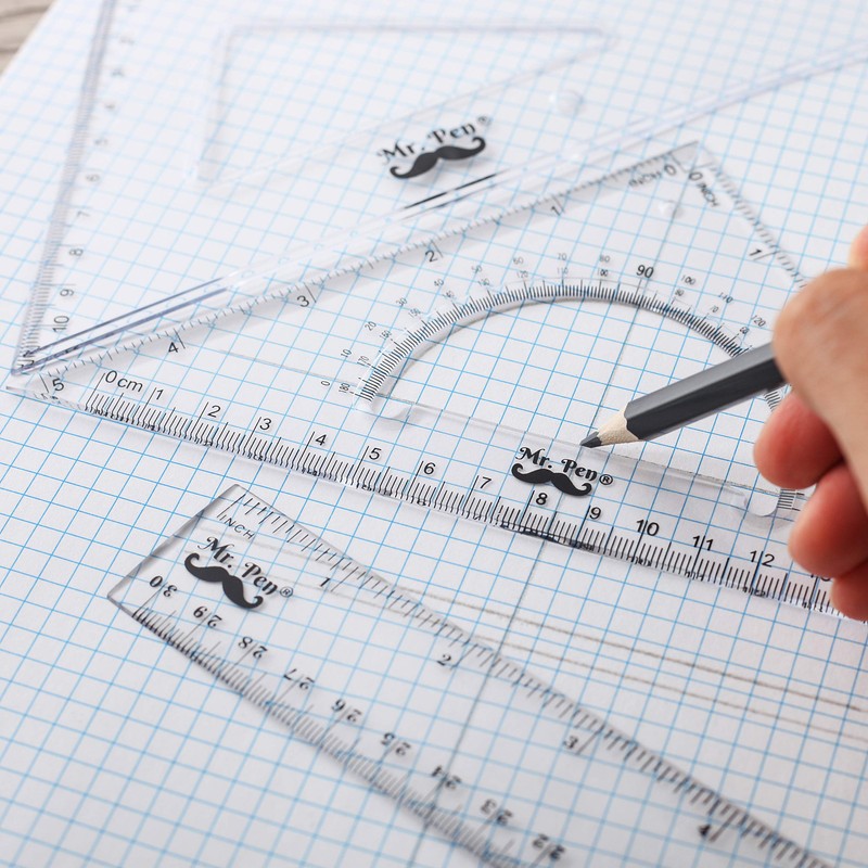 Mr. Pen Triangle Ruler, Protractor, Math Set - 3 Pack,