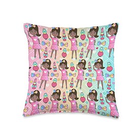 Gildel Design Fashion Doll Pink Lipstick Nail Polish Throw Pillow, 16x16, Multicolor