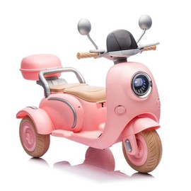 Girls 12V Electric Motorcycle - Safe 3-Wheel Design, Parent Seat & Oversized Storage - Includes Bluetooth, USB & LED Lights - Perfect for Ages 3-6 - option: Rose Red + Polypropylene